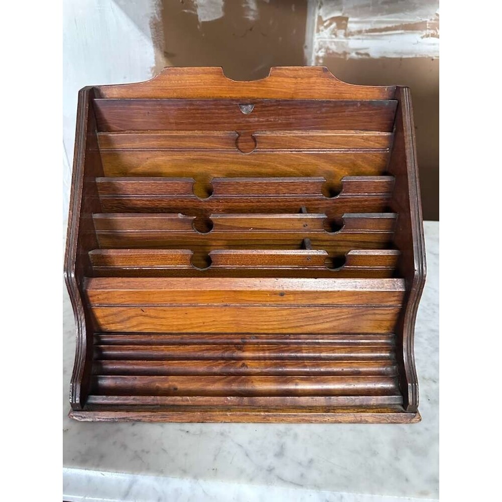 Antique Wooden Desktop Letter Rack / Stationery Holder Early 20th Century c.1920